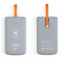 Батарея універсальна Vinga 10000 mAh SuperQC soft touch w/cable 22.5W dark grey (VPB1SQSCDG)