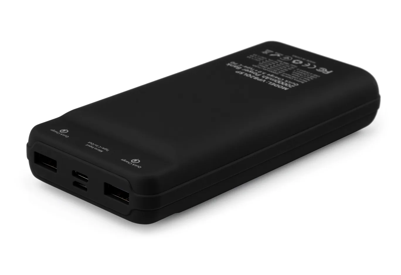Батарея універсальна Vinga 20000 mAh QC3.0 Display soft touch black (VPB2QLSBK)