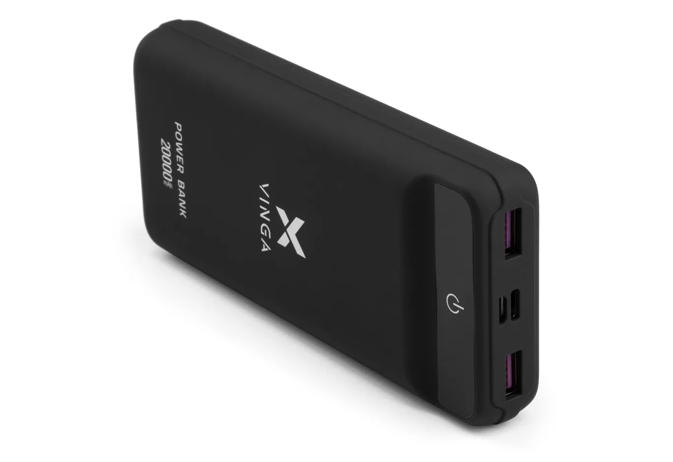 Батарея універсальна Vinga 20000 mAh QC3.0 Display soft touch black (VPB2QLSBK)