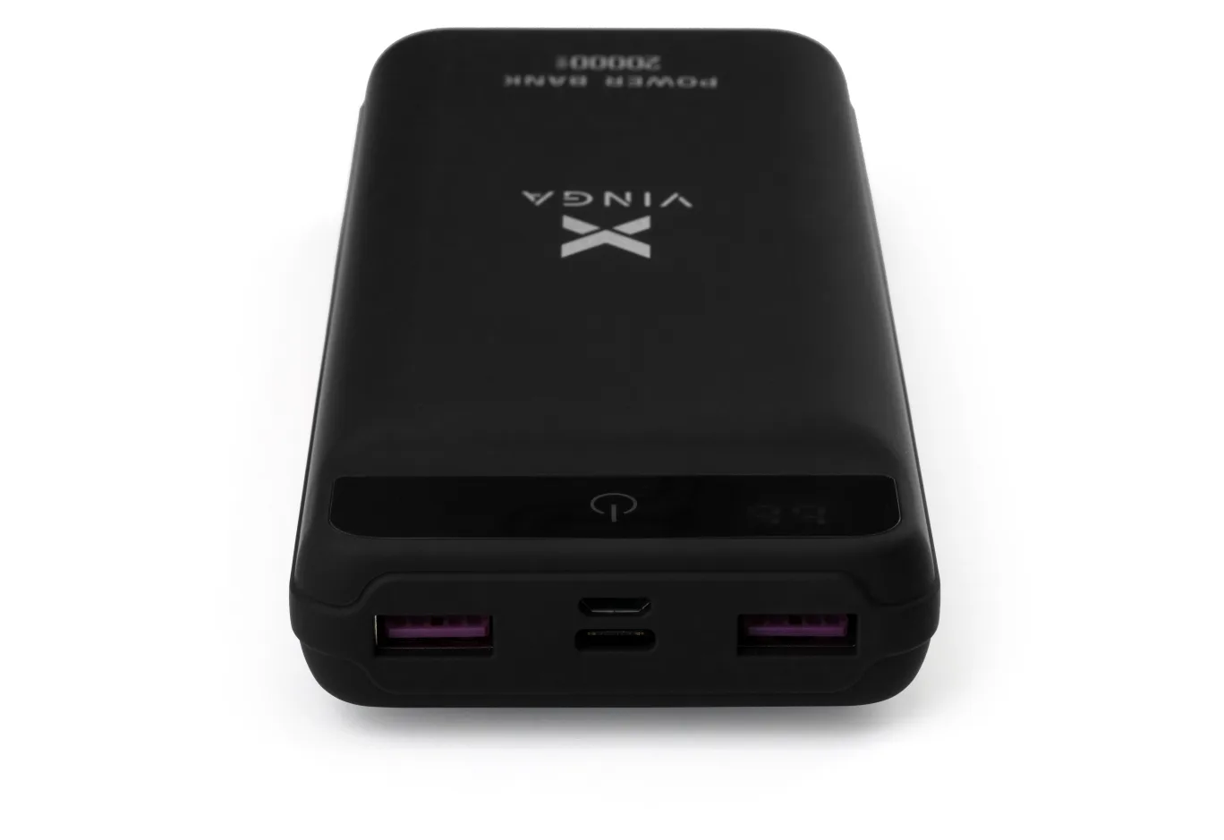 Батарея універсальна Vinga 20000 mAh QC3.0 Display soft touch black (VPB2QLSBK)