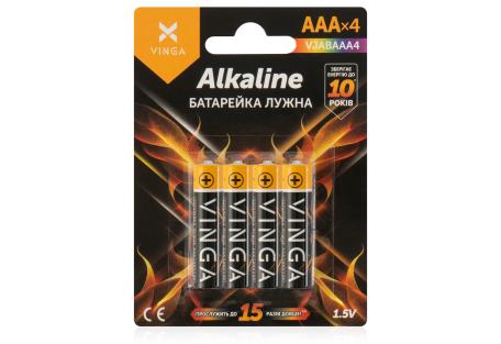 Батарейка AAA LR03 Alkaline 4pcs Blister Vinga (VJABAAA4)