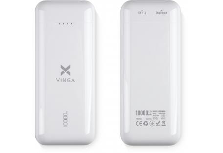 Батарея універсальна Vinga 10000 mAh glossy white (VPB1MWH)