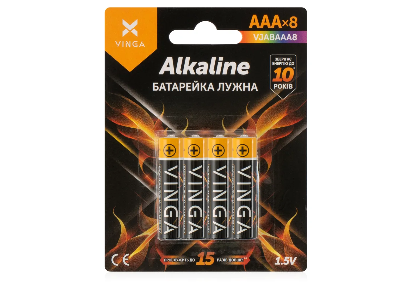 Battery AAA LR03 Alkaline 8pcs Blister Vinga (VJABAAA8)