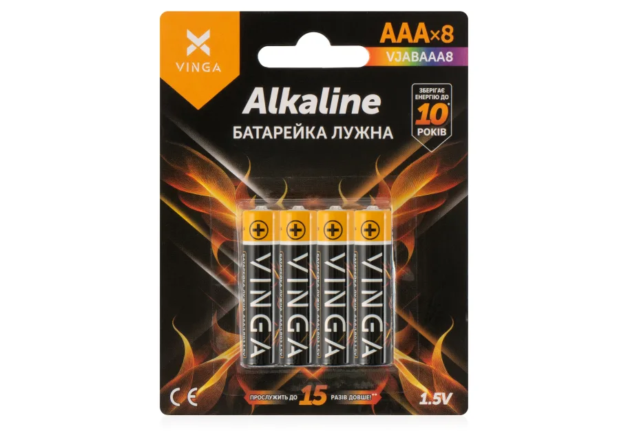 Battery AAA LR03 Alkaline 8pcs Blister Vinga (VJABAAA8)