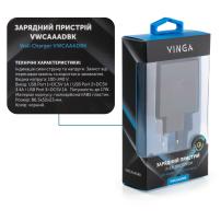 Зарядний пристрій Vinga 3 Port Display Wall Charger 17W Max (VWCAAADBK)