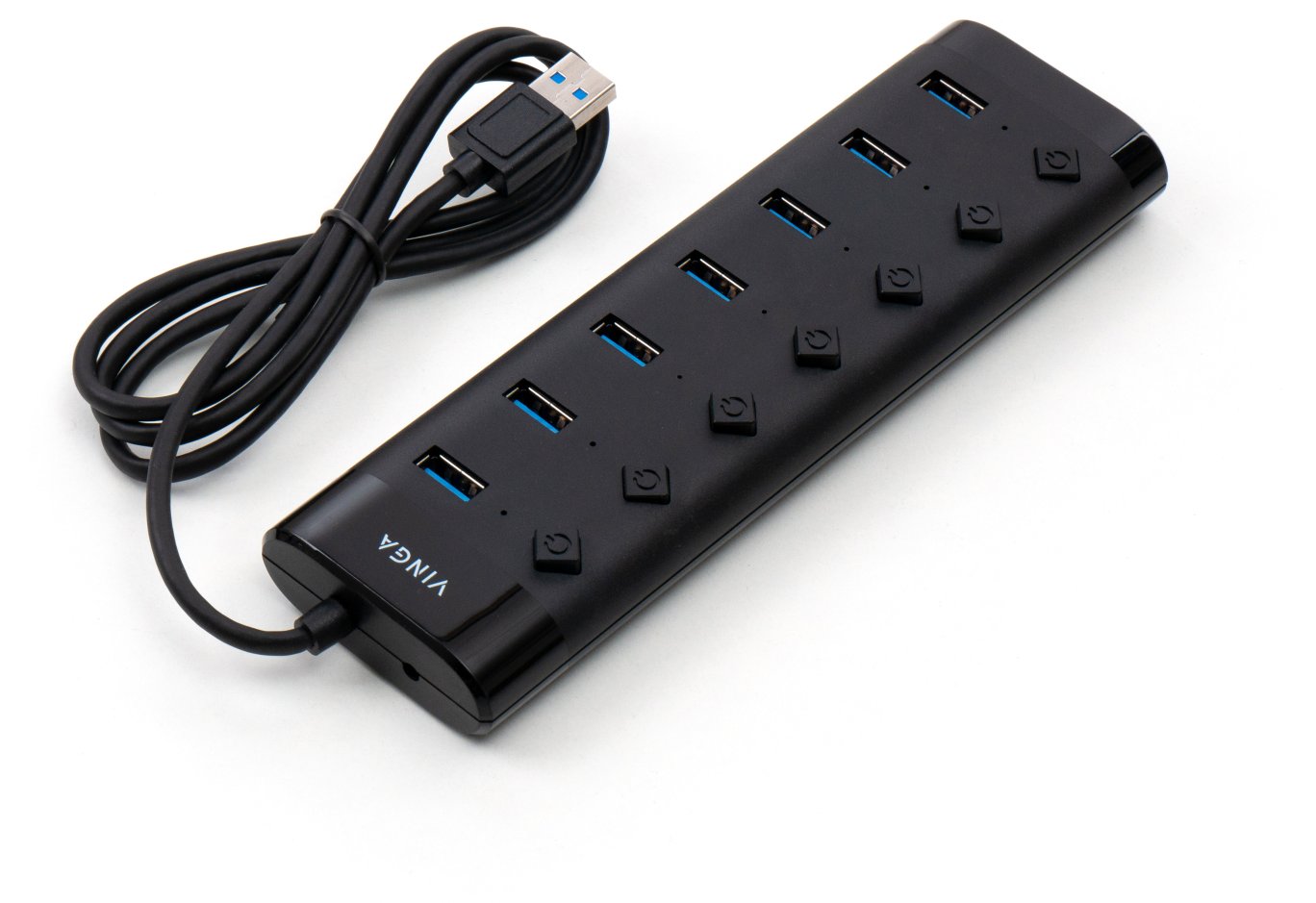 Hub Vinga USB3.0 to 7*USB3.0 1m cable with Switch and Power Adapter (VHA3A7B)