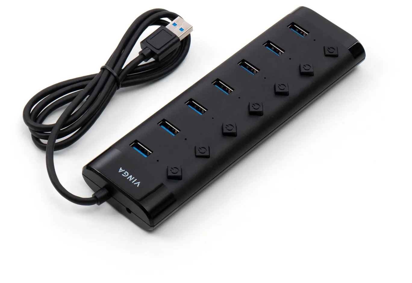 Hub Vinga USB3.0 to 7*USB3.0 1m cable with Switch and Power Adapter (VHA3A7B)