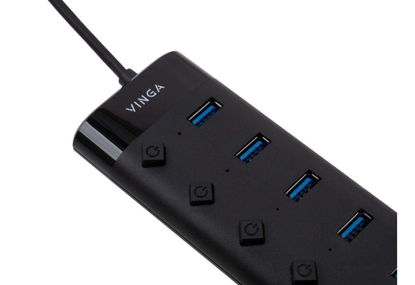 Hub Vinga USB3.0 to 7*USB3.0 1m cable with Switch and Power Adapter (VHA3A7B)