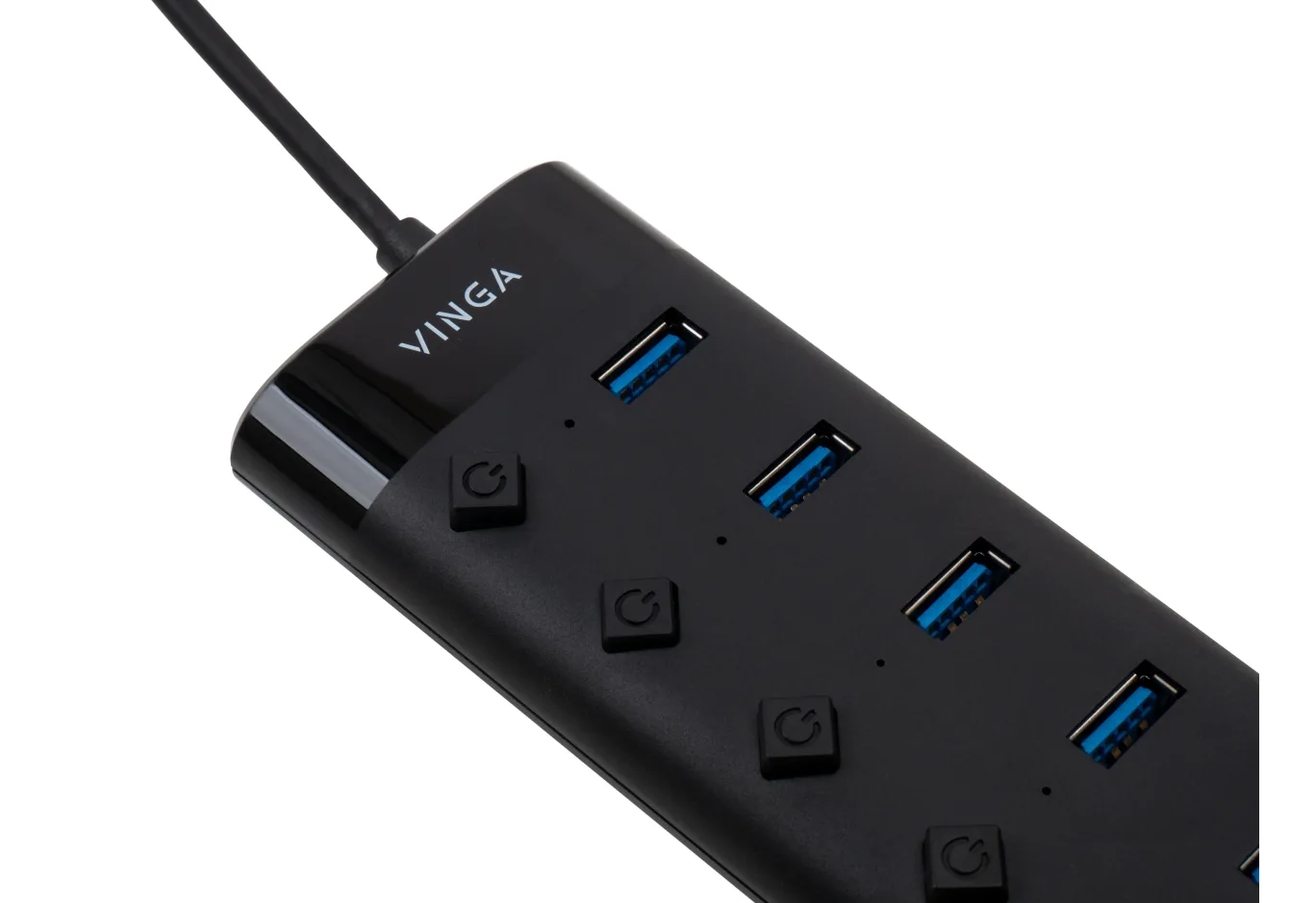 Hub Vinga USB3.0 to 7*USB3.0 1m cable with Switch and Power Adapter (VHA3A7B)