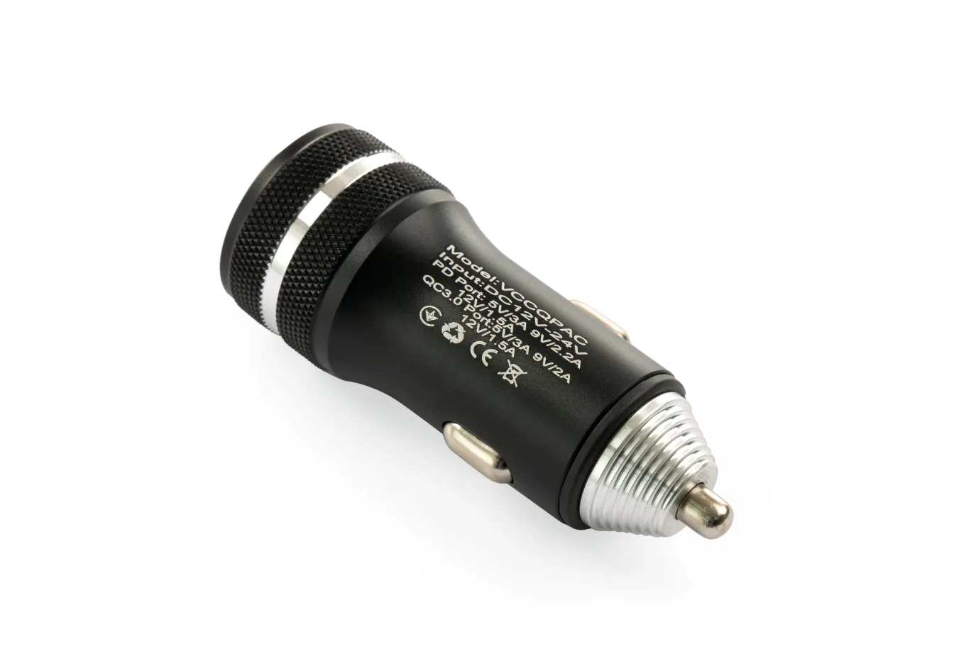 Зарядний пристрій Vinga QC3.0 + PD Quick Car Charger aluminium 36W Max black (VCCQPAC)