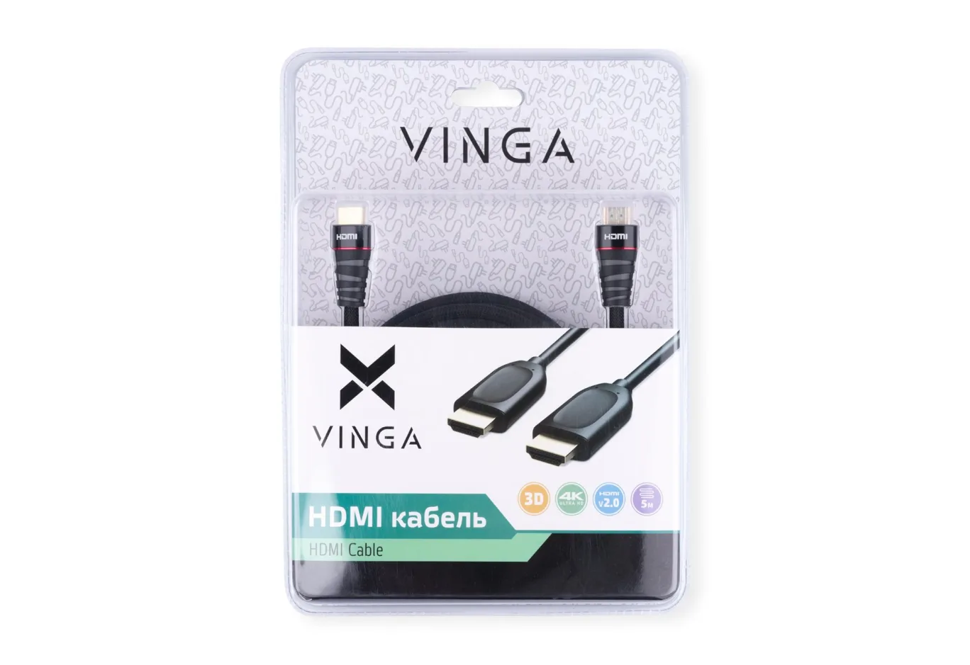Кабель мультимедійний HDMI M to HDMI M 5.0m Vinga (HDMI01-5.0)