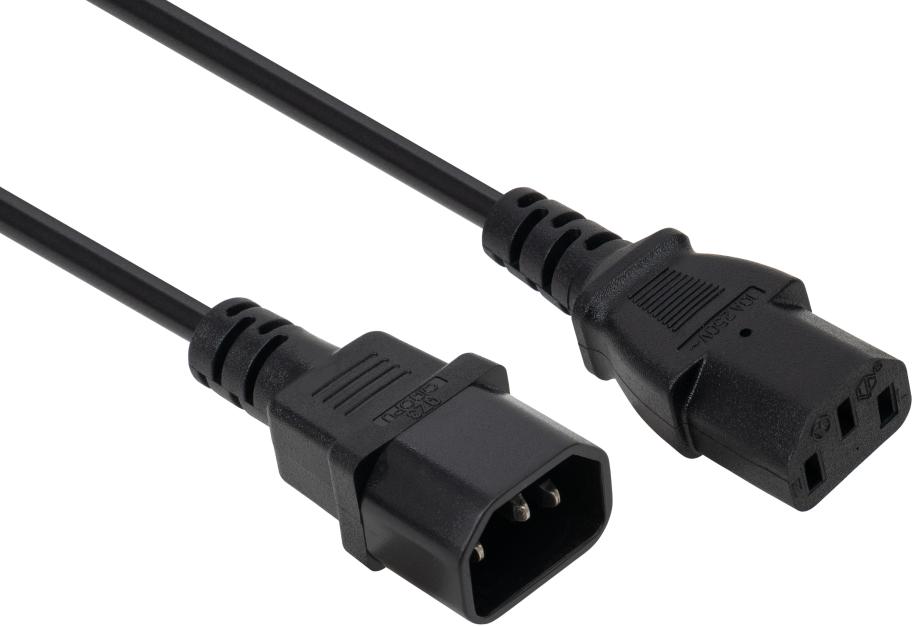 Кабель живлення C13 to C14 3.0m 1mm2 Vinga (VCPP1C13143BK)