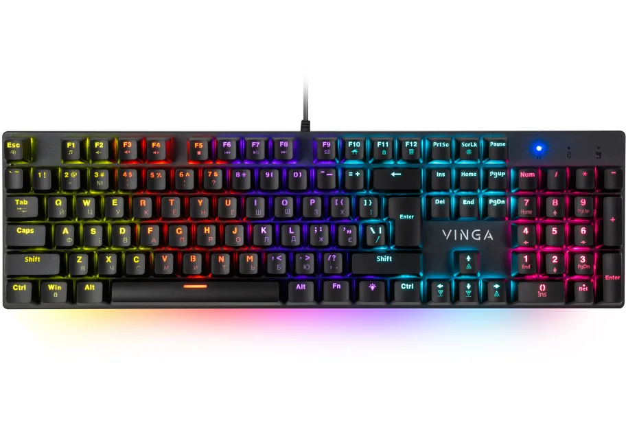Keyboard Vinga KBGM-100 LED Blue Switch USB Black (KBGM-100 Black)