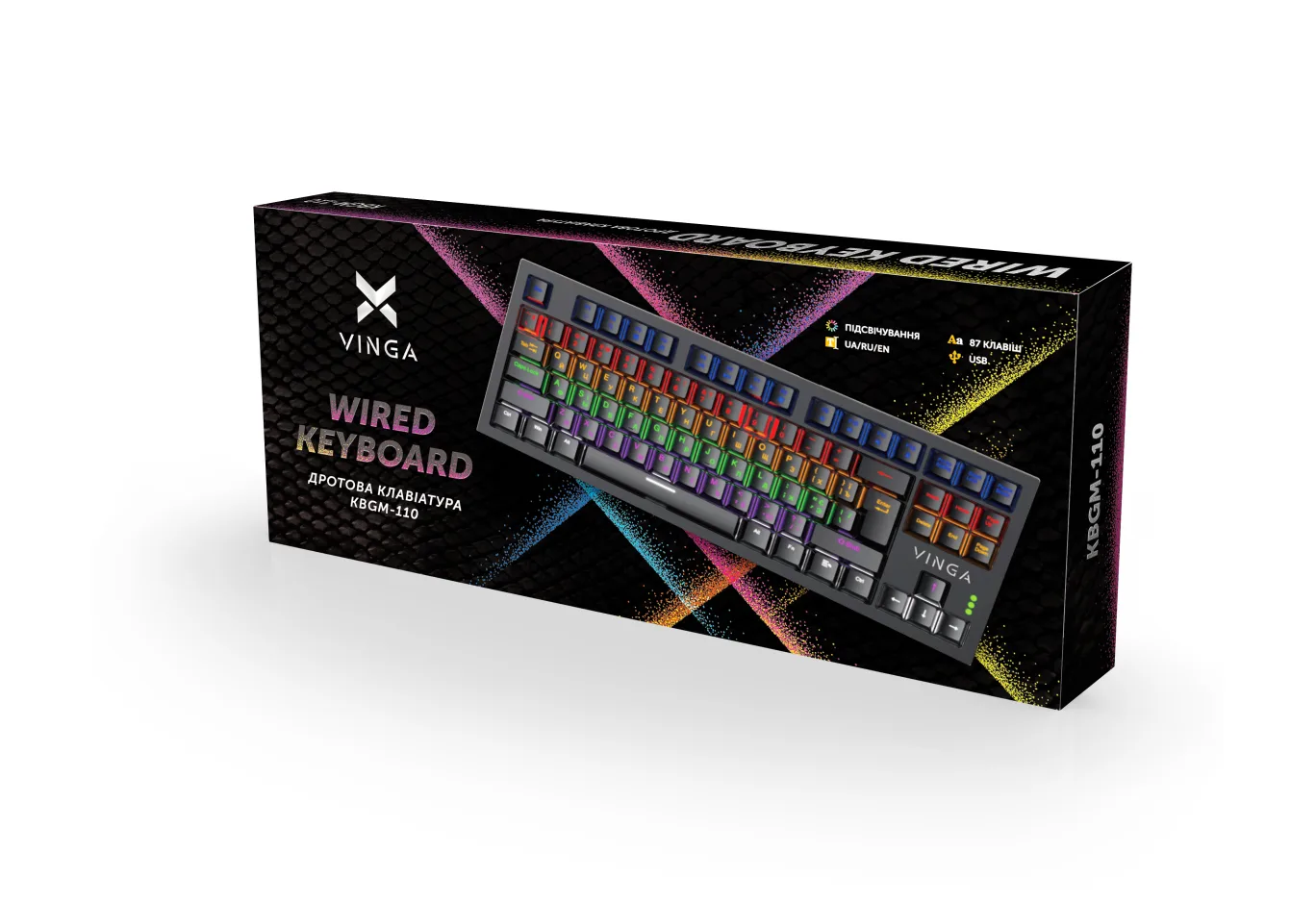 Keyboard Vinga KBGM-110 87 key LED Blue Switch USB Black (KBGM-110 Black)