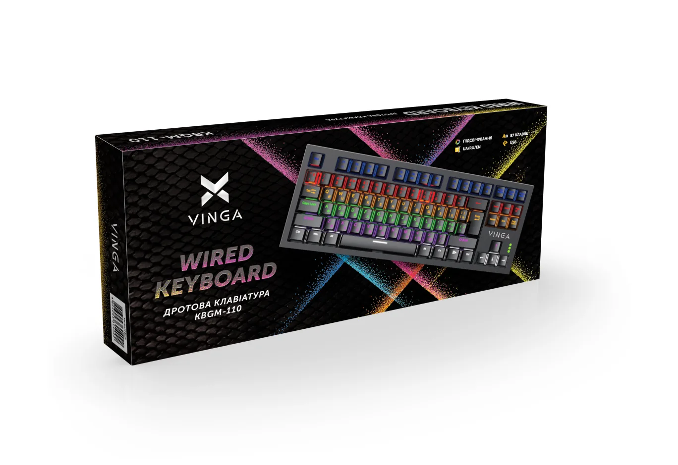 Keyboard Vinga KBGM-110 87 key LED Blue Switch USB Black (KBGM-110 Black)