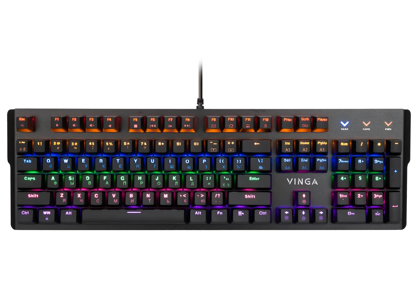 Keyboard Vinga KBGM160 LED Outemu Blue USB Black (KBGM160 Black)