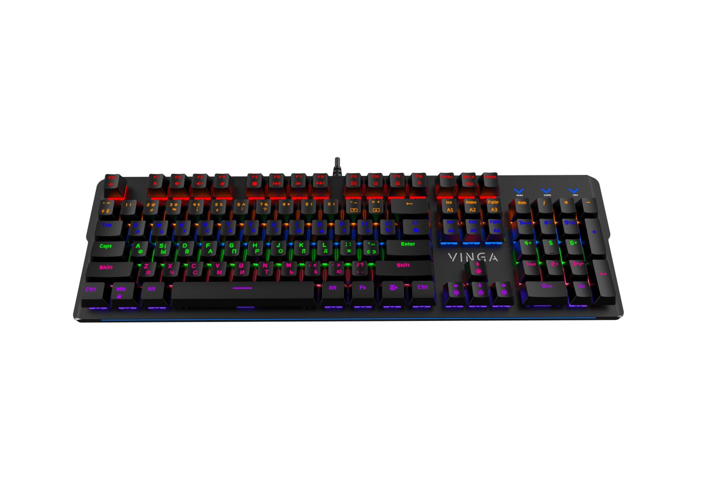 Клавіатура Vinga KBGM160 LED Outemu Blue USB Black (KBGM160 Black)
