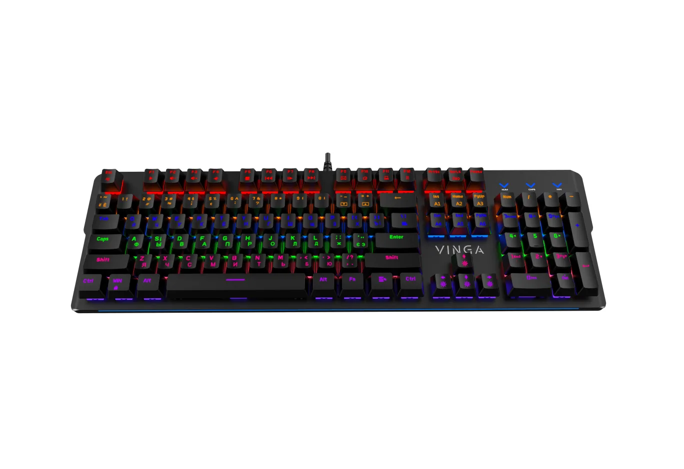 Keyboard Vinga KBGM160 LED Outemu Blue USB Black (KBGM160 Black)