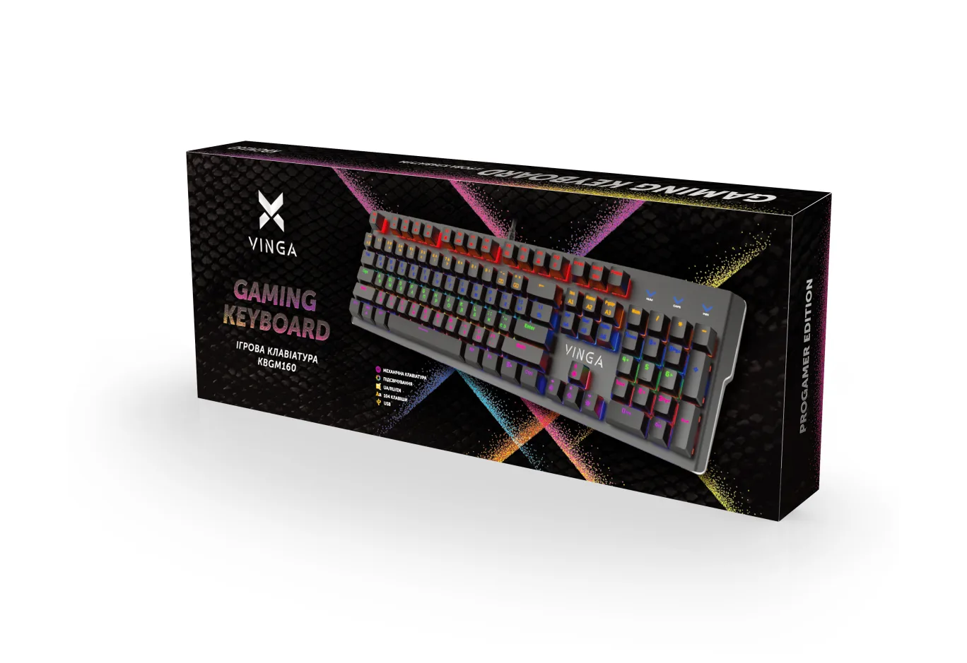 Keyboard Vinga KBGM160 LED Outemu Blue USB Black (KBGM160 Black)