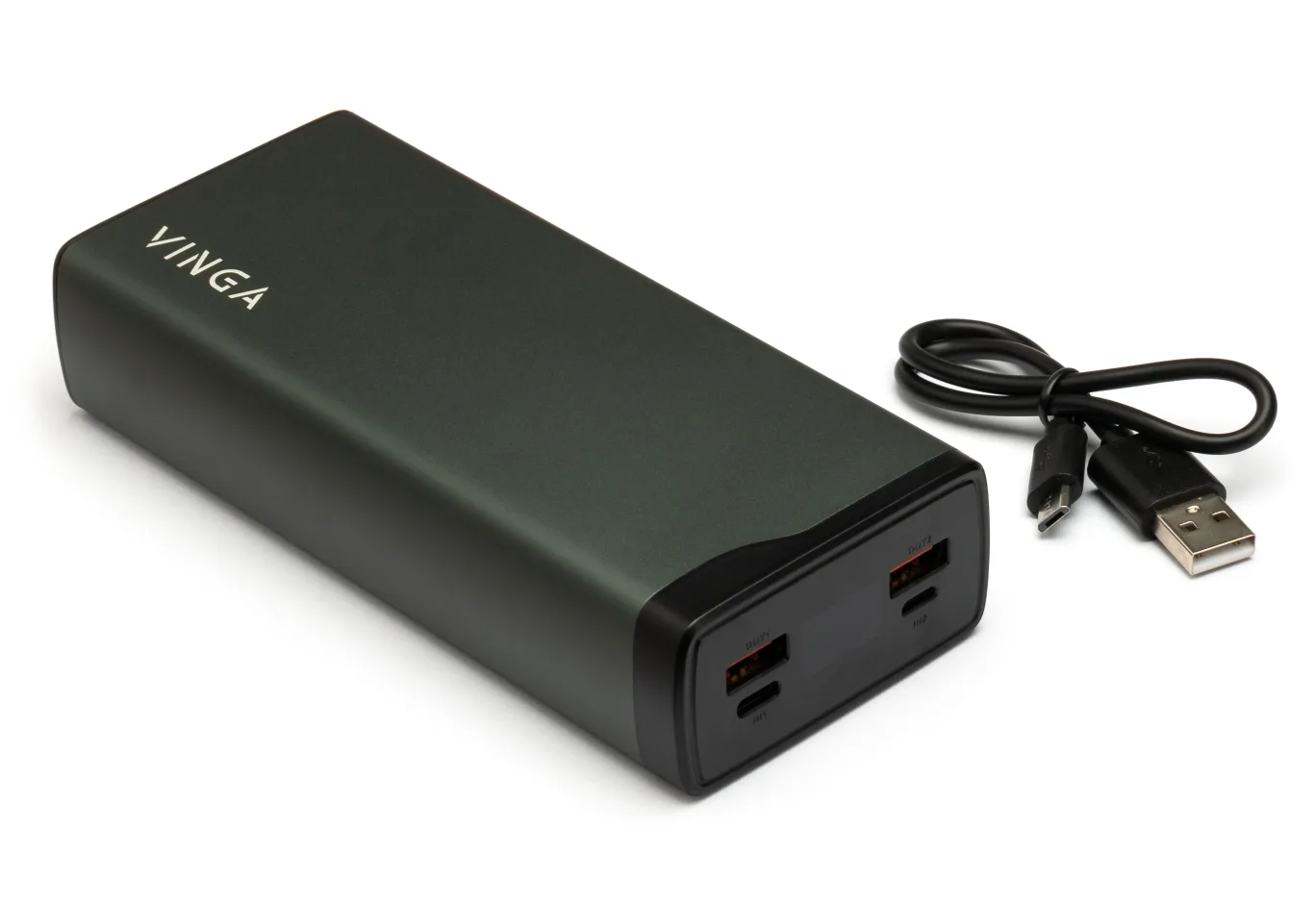 Батарея універсальна Vinga 30000 mAh QC3.0+PD 3 ports LCD metal 20W (VPB3QPALD)