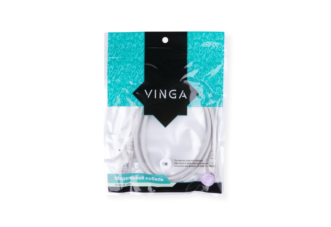 Патч-корд Vinga UTPCat5e0.5CCA-1.0
