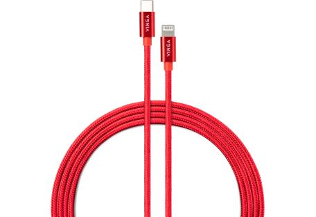 Дата кабель USB-C to Lightning 1.0m 20W Nylon Red Vinga (VCDCCLM531)