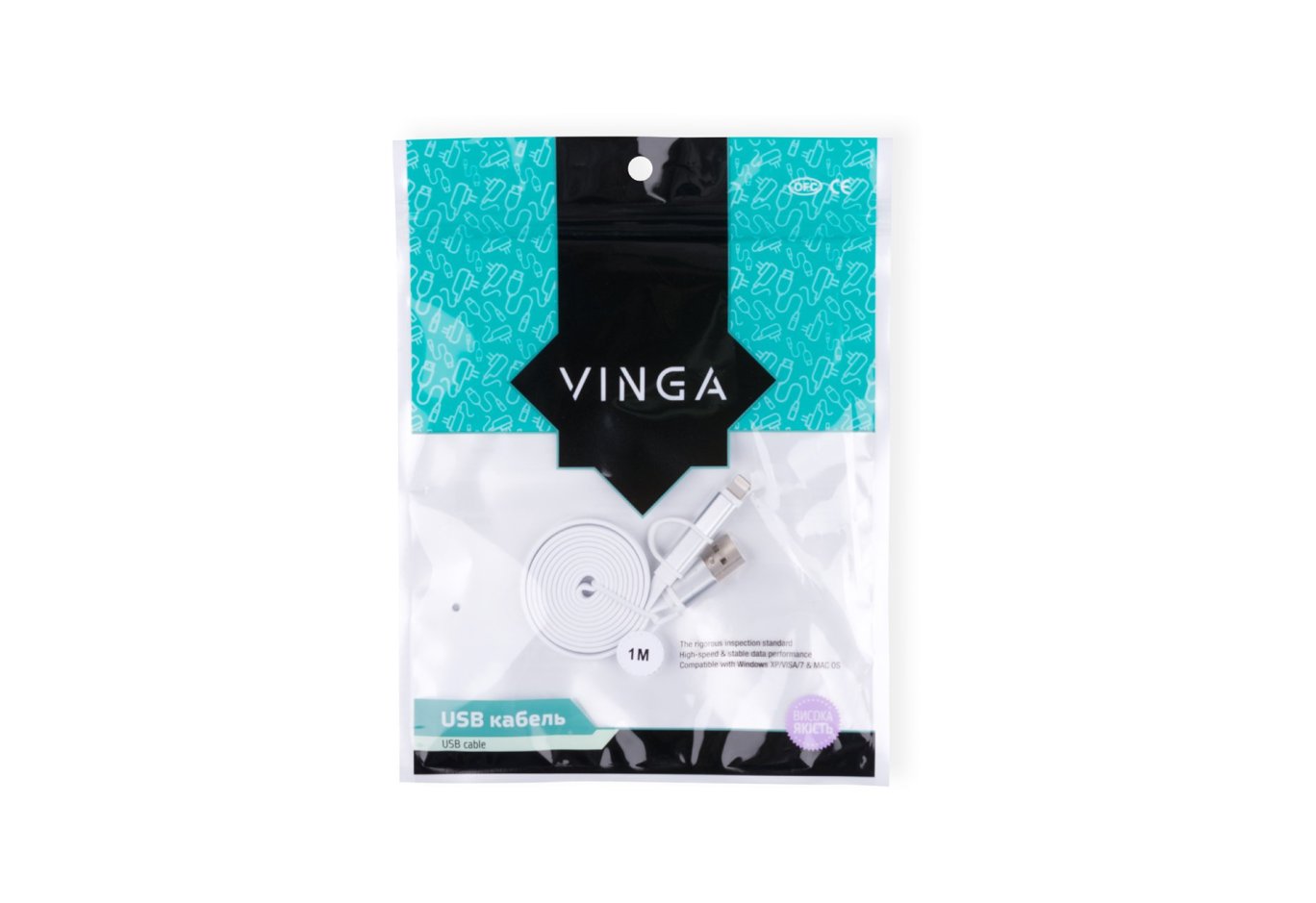 Дата кабель USB 2.0 AM to Micro 5P&Lightning 1.0m Vinga (USBAMMICRO&Lightning-1.0)