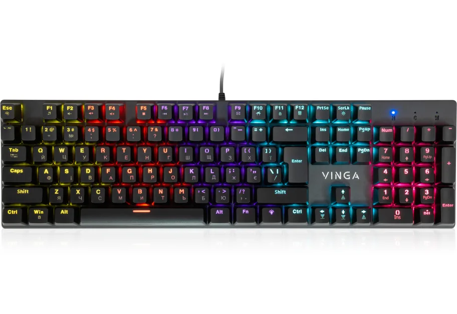 Keyboard Vinga KBGM-101 LED Red Switch USB Black (KBGM-101 Black)