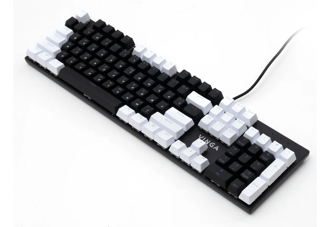 Keyboard Vinga KBGM-095 LED Brown Switch USB White/Black (KBGM-095BR White/Black)