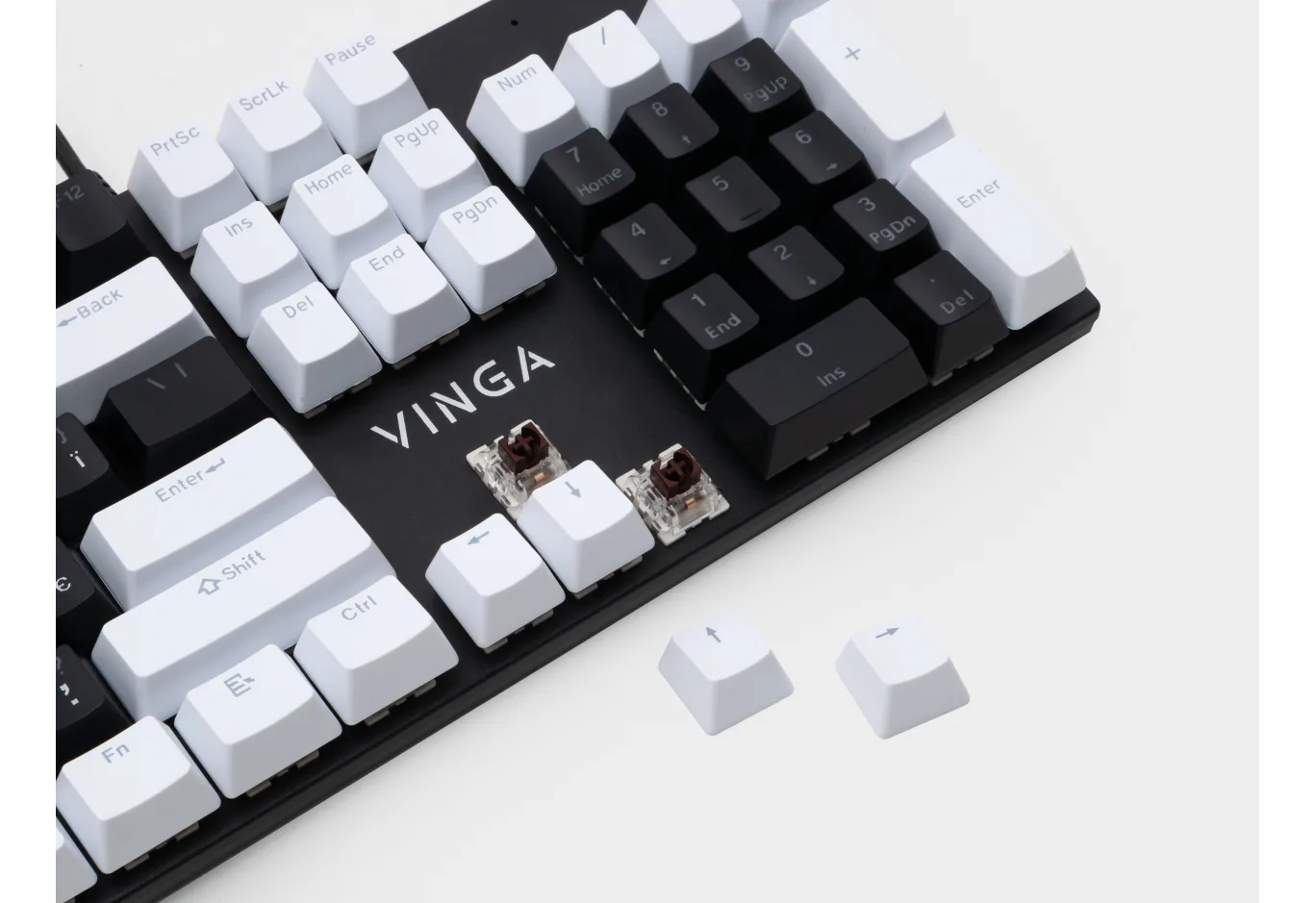 Keyboard Vinga KBGM-095 LED Brown Switch USB White/Black (KBGM-095BR White/Black)