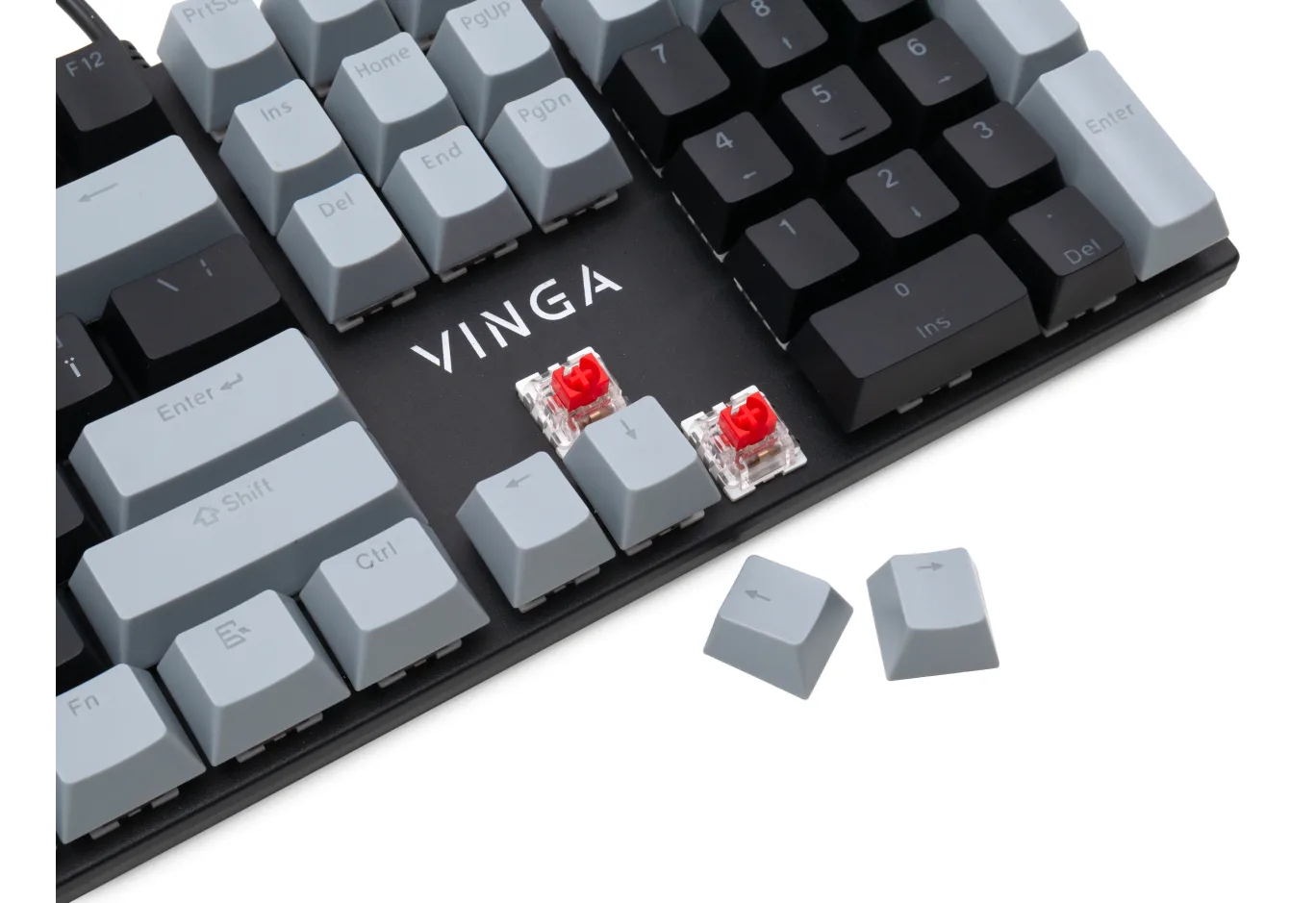 Keyboard Vinga KBGM-090 LED Red Switch USB Grey/Black (KBGM-090R Grey/Black)