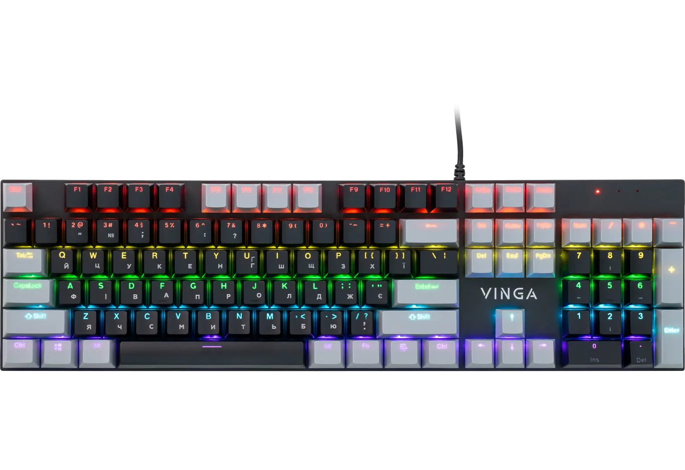 Keyboard Vinga KBGM-090 LED Blue Switch USB Grey/Black (KBGM-090BL Grey/Black)