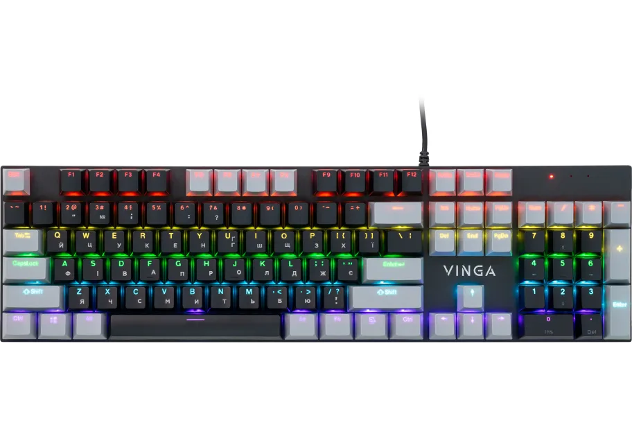Keyboard Vinga KBGM-090 LED Blue Switch USB Grey/Black (KBGM-090BL Grey/Black)