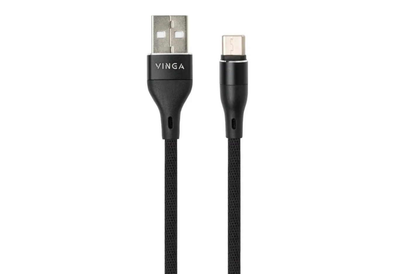Дата кабель USB 2.0 AM to USB-C 0.3m cylindric nylon back Vinga (VCPDCTCCANB03BK)