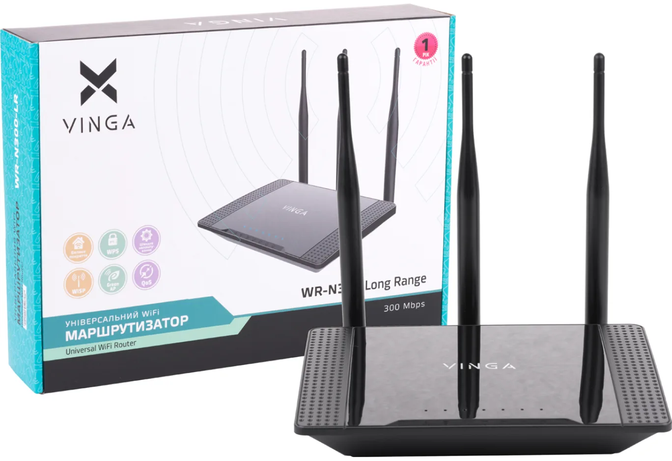 Маршрутизатор Vinga WR-N300 Long Range (WR-N300-LR)