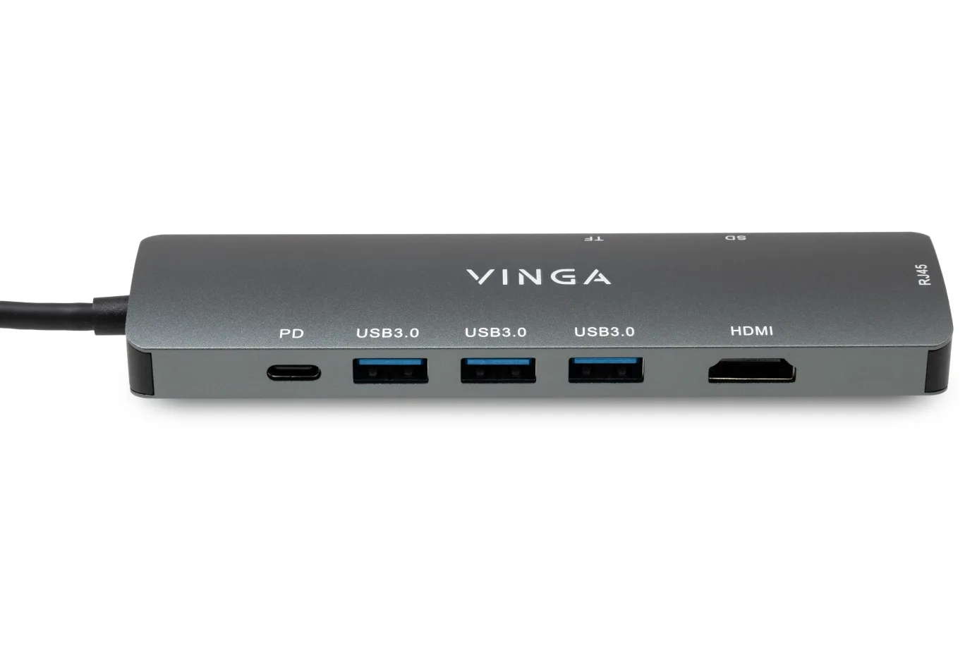 Концентратор Vinga USB-C 3.1 to HDMI+RJ45_1Gbps+3xUSB3.0+SD/TF+PD100W (VHYC8)