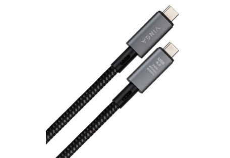 Дата кабель USB-C to USB-C 0.8m USB4 240W 40GBps 8K60Hz Nylon Vinga (VCPDCU4)