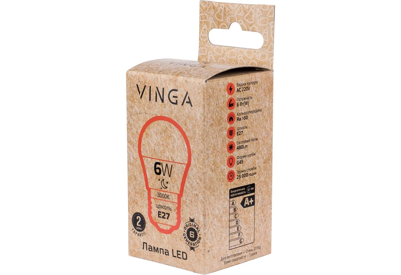 Лампочка Vinga VL-G45E27-63L