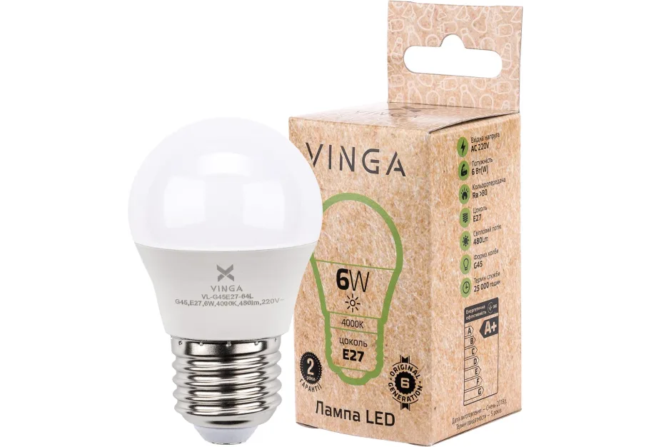 Лампочка Vinga VL-G45E27-64L