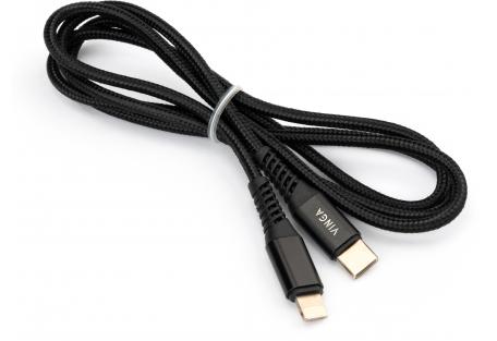 Дата кабель USB-C to Lightning 1.0m 3A 18W nylon braided black Vinga (VCPTCL3ANBK)