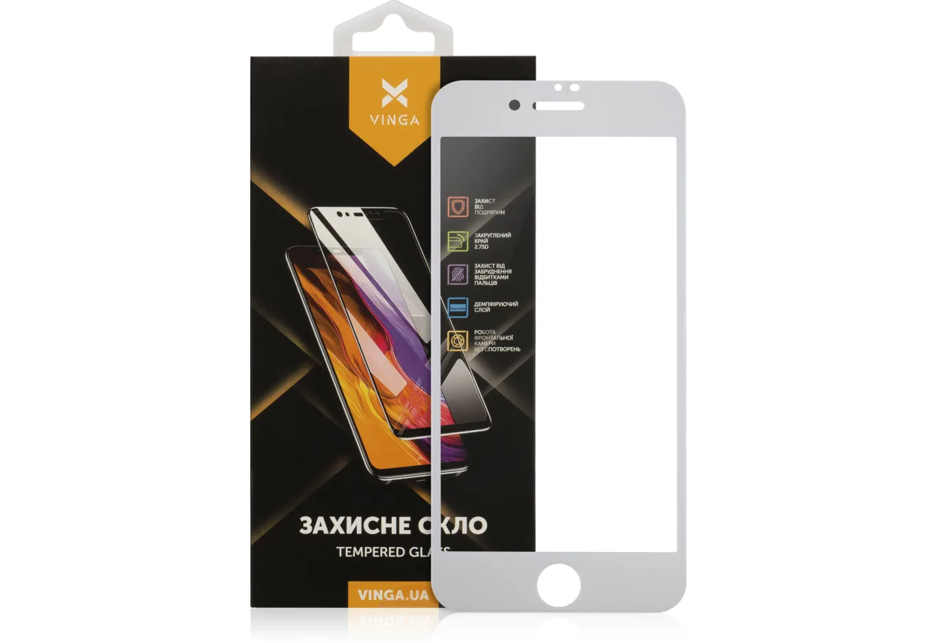 Protective glass Vinga Apple Iphone 7/8/SE 2020 white (VGIPSE2W)