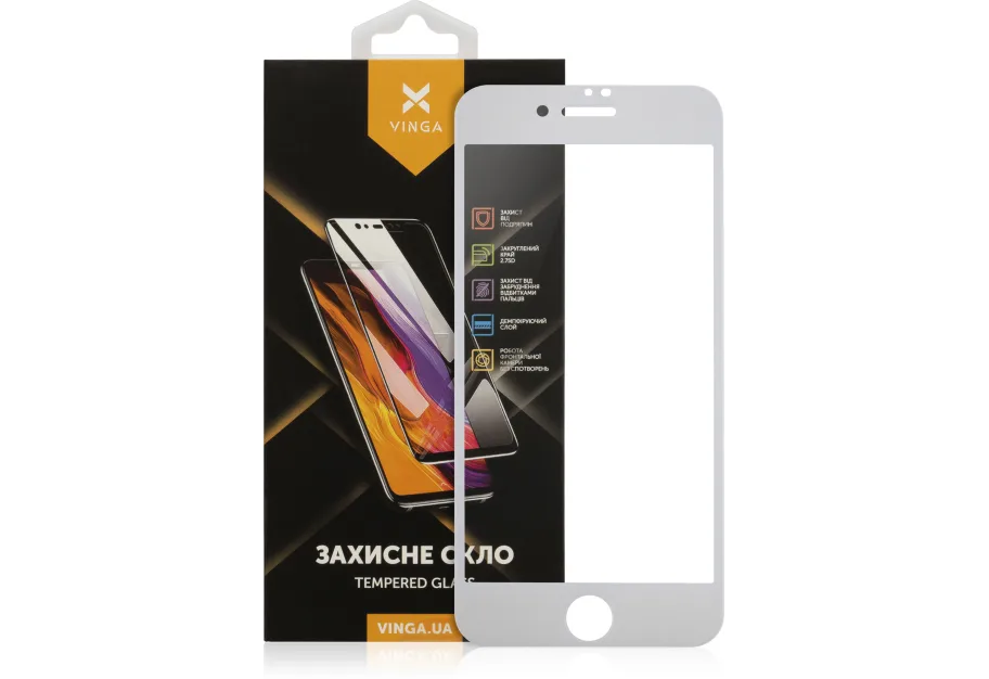 Protective glass Vinga Apple Iphone 7/8/SE 2020 white (VGIPSE2W)