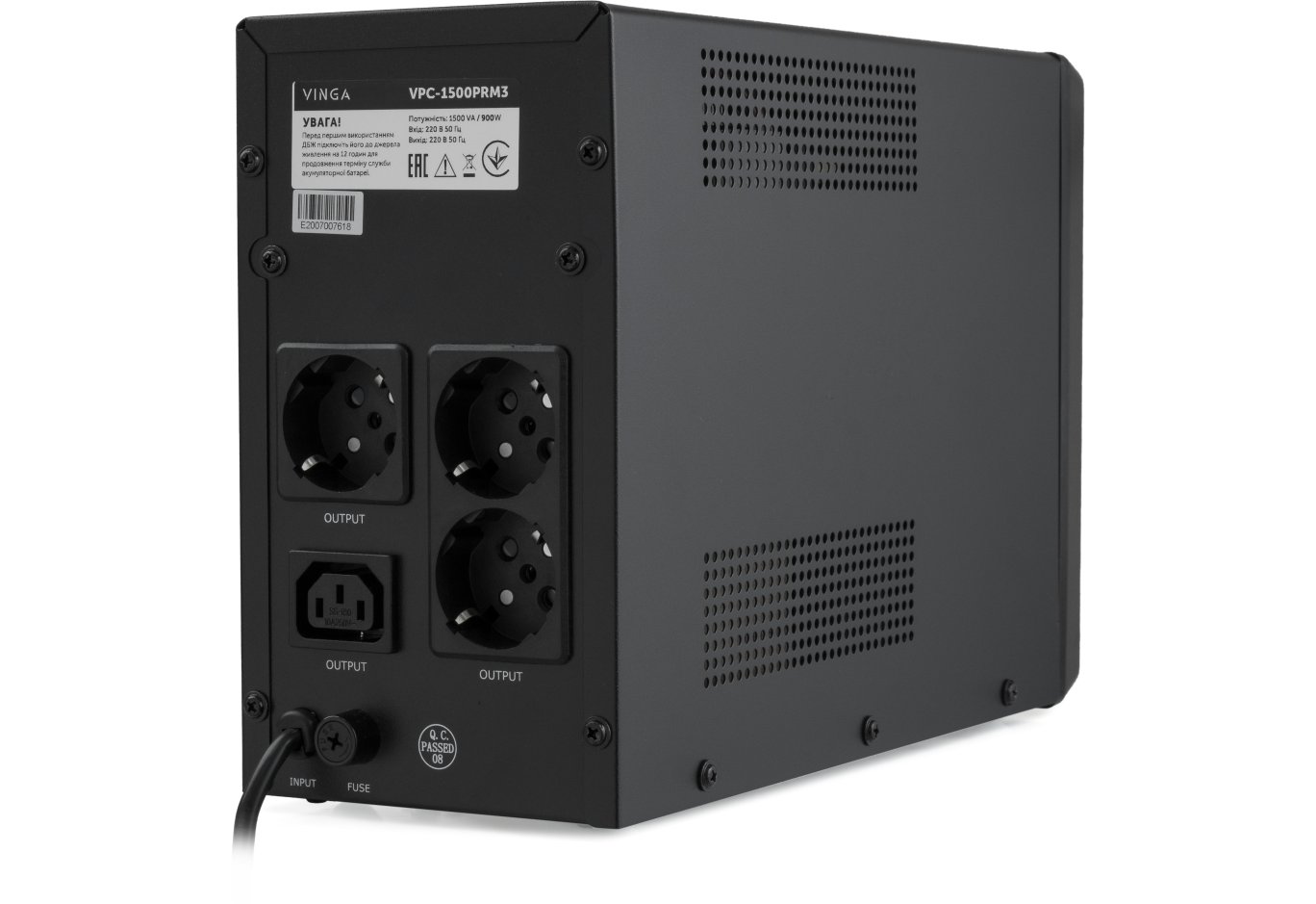 Пристрій безперебійного живлення Vinga LCD 1500VA metal case ( VPC-1500PRM3 ) (VPC-1500PRM3)