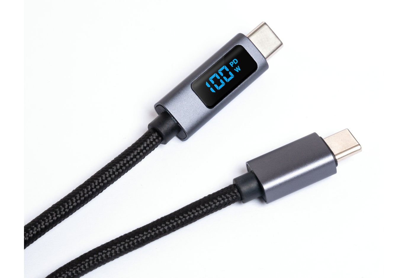 Data cable USB-C to USB-C 2.0m 100W LCD Display Nylon Black Vinga (VYDCCC22100D)