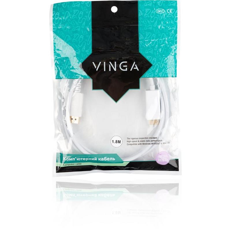 Кабель мультимедійний Display Port to HDMI  1.8m Vinga (DPHDMI01-1.8)