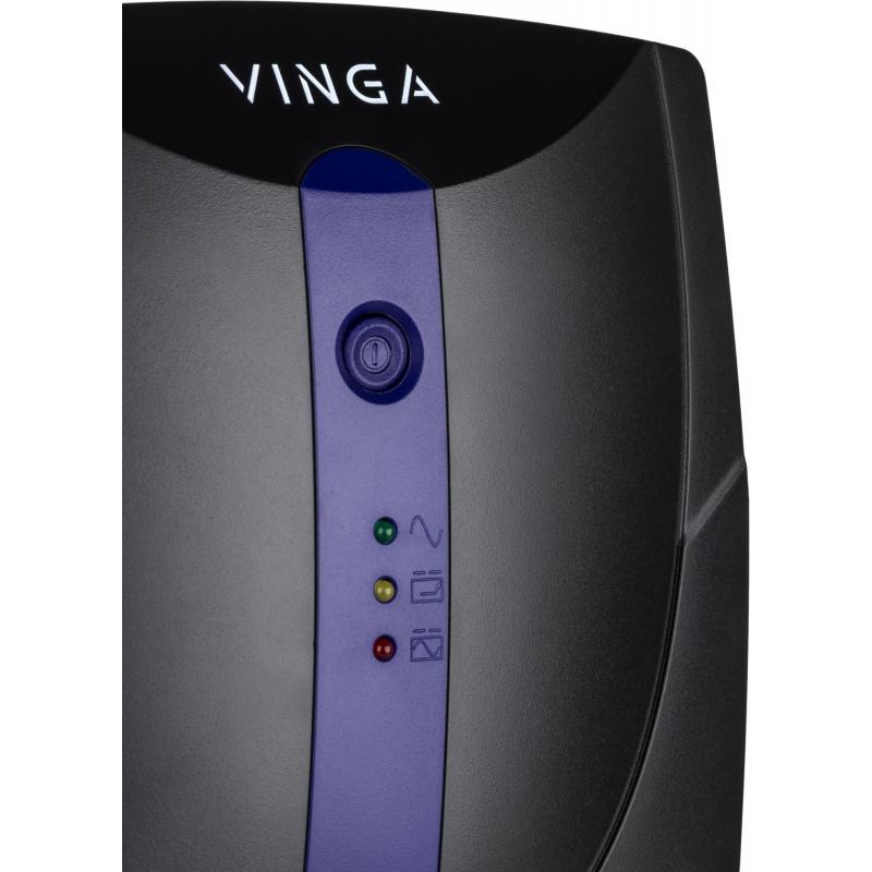 Пристрій безперебійного живлення Vinga LED 800VA plastic case with USB (VPE-800PU)