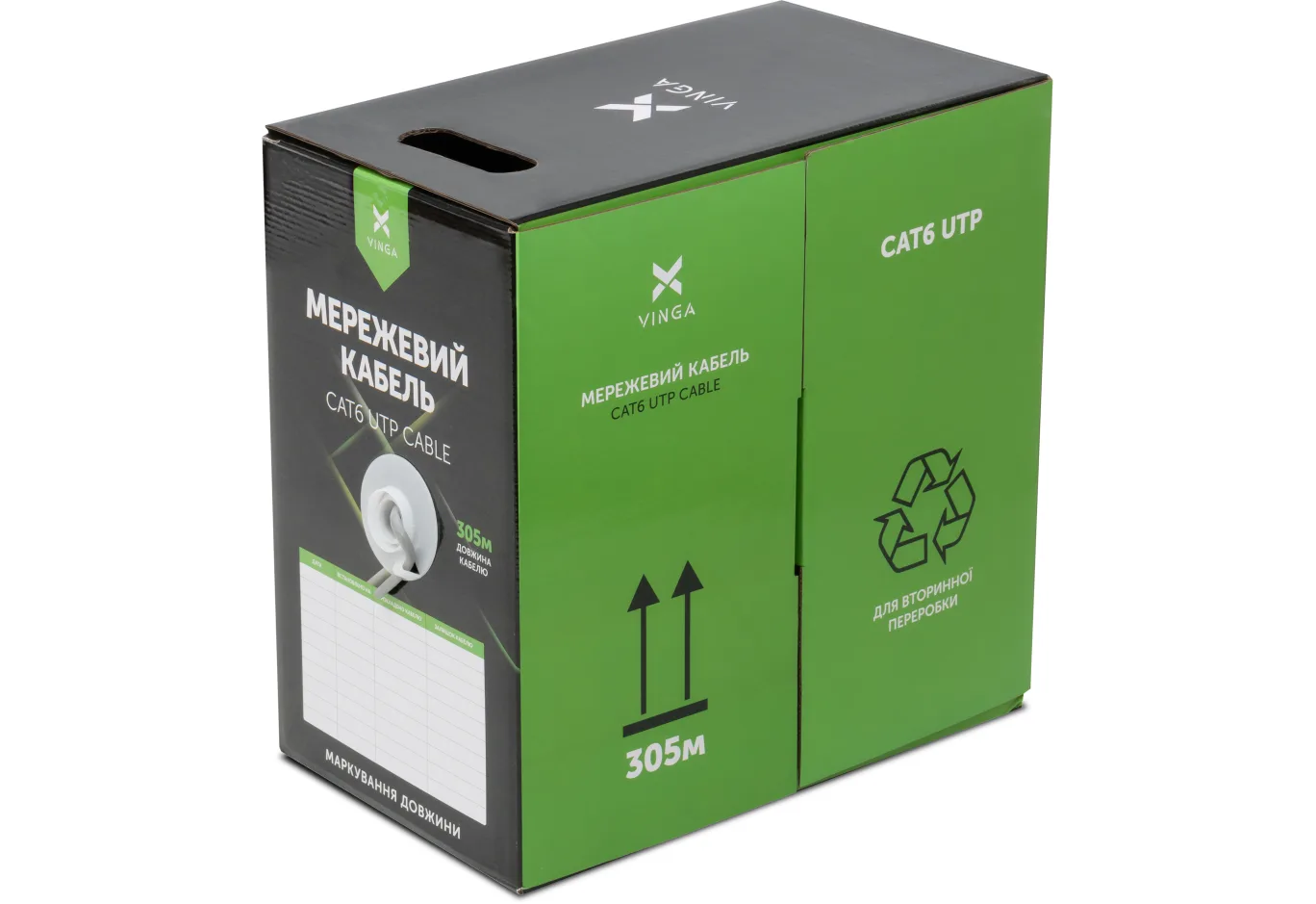 Network cable Vinga UTP Cat6 CCA 4 pairs 305 m (VCDCU6CA305)