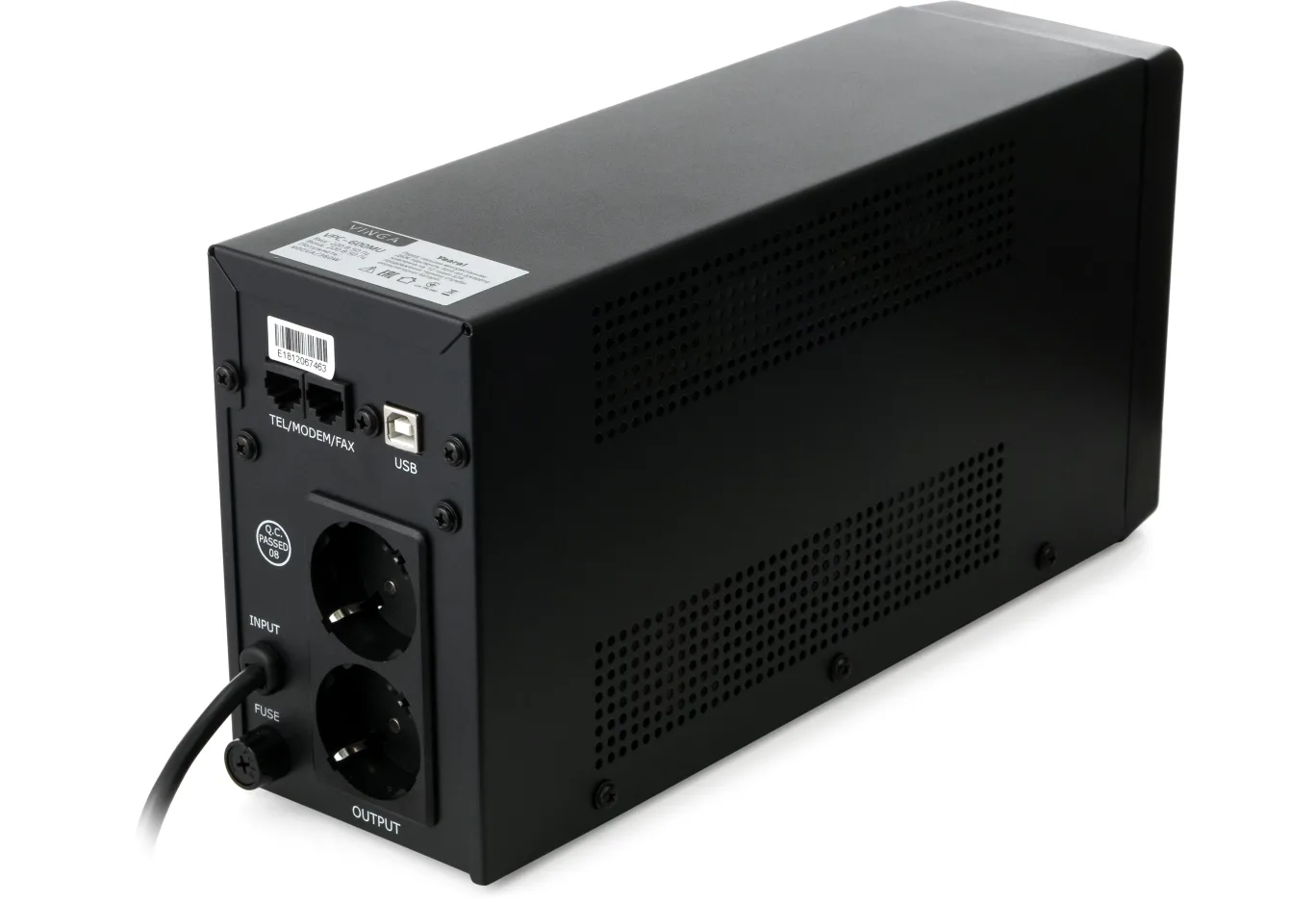 Uninterruptible Power Supply Vinga LCD 600VA metal case with USB (VPC-600MU)
