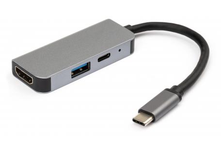 Концентратор Vinga Type-C to 4K HDMI+USB3.0+PD aluminium (VCPHTC3AL)