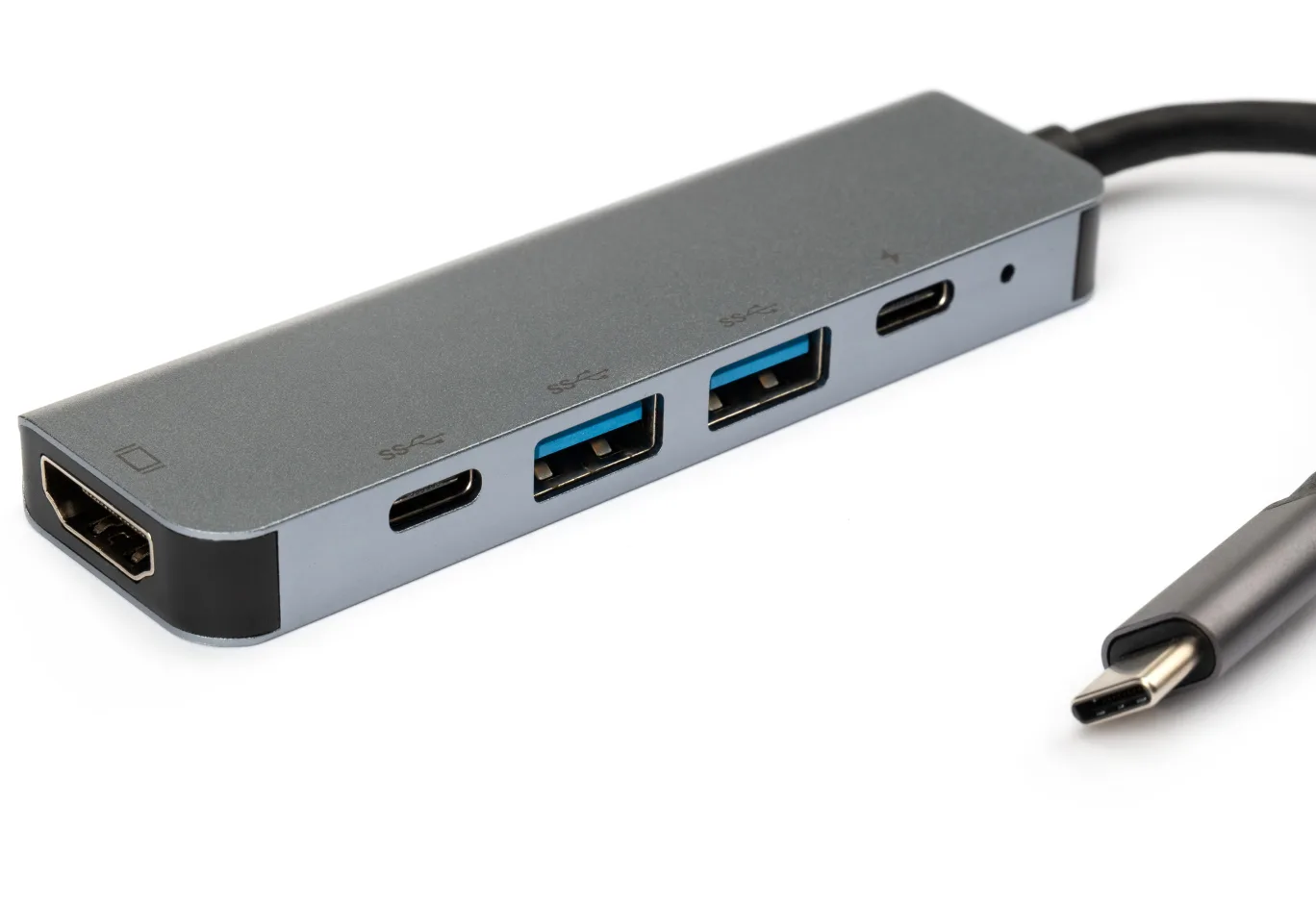 Концентратор Vinga Type-C to 4K HDMI+2*USB3.0+PD+USB-C 3.1 Gen1 aluminum (VCPHTC5AL)